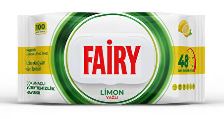 Fairy Yüzey Temizlik Havlusu 100 Yaprak Limon Yağlı - Beyaz Sirke - Karbonat (4 Lü Set) 400 Yaprak