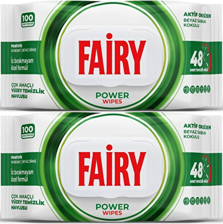 Fairy Yüzey Temizlik Havlusu 100 Yaprak Aktif Oksijen - Beyaz Sirke - Karbonat (2 Li Set) 200 Yaprak