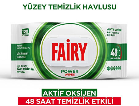 Fairy Yüzey Temizlik Havlusu 100 Yaprak Aktif Oksijen - Beyaz Sirke - Karbonat (2 Li Set) 200 Yaprak