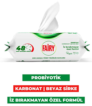 Fairy Yüzey Temizlik Havlusu 100 Yaprak Aktif Oksijen - Beyaz Sirke - Karbonat (2 Li Set) 200 Yaprak