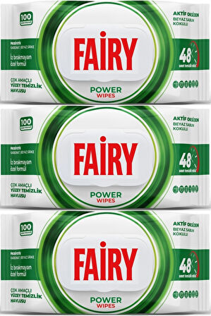 Fairy Yüzey Temizlik Havlusu 100 Yaprak Aktif Oksijen - Beyaz Sirke - Karbonat (3 Lü Set) 300 Yaprak
