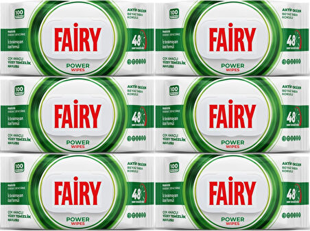 Fairy Yüzey Temizlik Havlusu 100 Yaprak Aktif Oksijen - Beyaz Sirke - Karbonat (6 Lı Set) 600 Yaprak