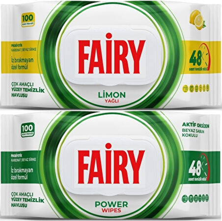 Fairy Yüzey Temizlik Havlusu 100 Yaprak Limon Yağlı & Aktif Oksijen (2 Li Set) 200 Yaprak Karma
