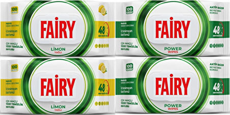 Fairy Yüzey Temizlik Havlusu 100 Yaprak Limon Yağlı & Aktif Oksijen (4 Lü Set) 400 Yaprak Karma