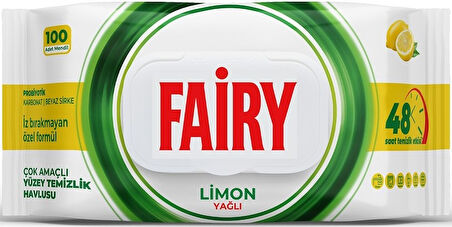 Fairy Yüzey Temizlik Havlusu 100 Yaprak Limon Yağlı & Aktif Oksijen (6 Lı Set) 600 Yaprak Karma