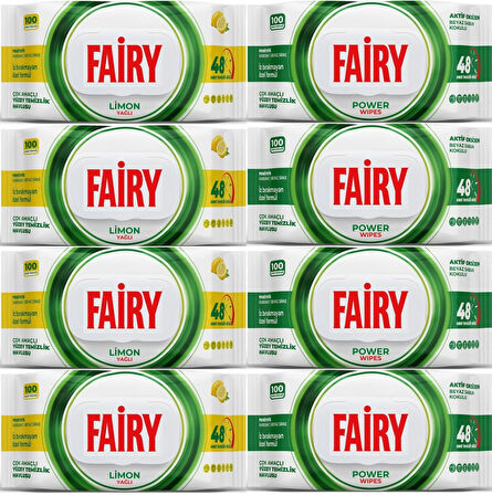 Fairy Yüzey Temizlik Havlusu 100 Yaprak Limon Yağlı & Aktif Oksijen (8 Li Set) 800 Yaprak Karma