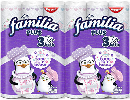 Familia Kağıt Havlu Plus Desenli 24 Lü Pk (3 Katlı) (2Pk*12) Love My Home