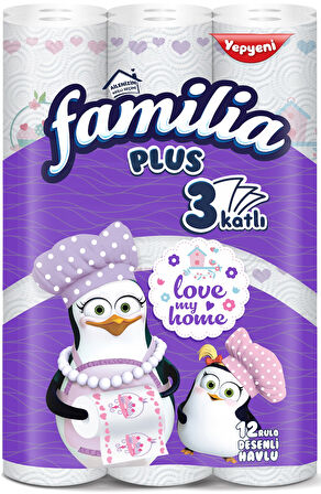 Familia Kağıt Havlu Plus Desenli 24 Lü Pk (3 Katlı) (2Pk*12) Love My Home