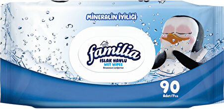 Familia Islak Havlu Mendil Mineralin İyiliği 90 Yaprak Plastik Kapaklı 12 Li Set 1080 Yaprak