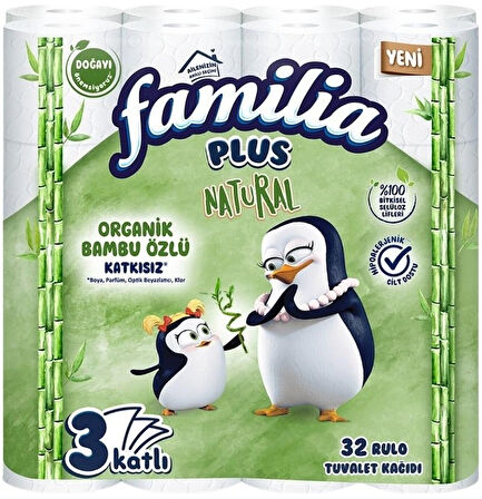 Familia Plus Tuvalet Kağıdı 3 Katlı 64 Lü Paket Natural Organik Bambu Özlü (2PK*32)