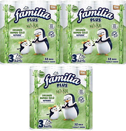 Familia Plus Tuvalet Kağıdı 3 Katlı 96 Lı Paket Natural Organik Bambu Özlü (3PK*32)