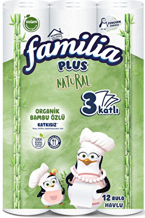 Familia Kağıt Havlu Natural (3 Katlı) Organik Bambu özlü 24 Lü Pk  (2PK*12)
