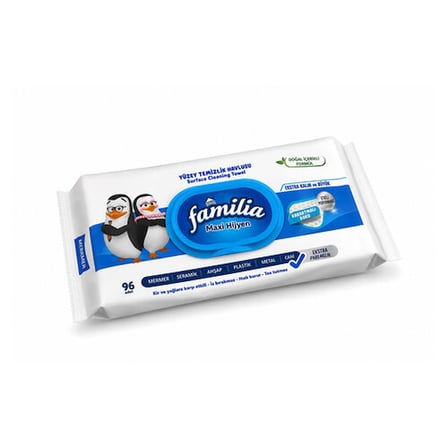 Familia Yüzey Temizlik Havlusu 96 Yaprak Maxi Hijyen Kabartma Doku Plastik Kapaklı 3 Lü Set 288 Yprk