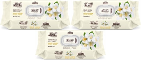 Fibril Islak Havlu Mendil 90 Yaprak Gizemli Yasemin Plastik Kapaklı (3 Lü Set) 270 Yaprak