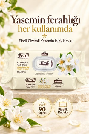 Fibril Islak Havlu Mendil 90 Yaprak Gizemli Yasemin Plastik Kapaklı (3 Lü Set) 270 Yaprak