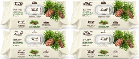 Fibril Islak Havlu Mendil 90 Yaprak Mistik Sedir Ağacı Plastik Kapaklı (4 Lü Set) 360 Yaprak