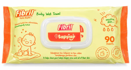 Fibril Islak Havlu Mendil 90 Yaprak Bebek Plastik Kapaklı (2 Li Set) 180 Yaprak