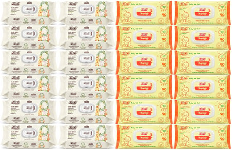 Fibril Islak Havlu Bebek Mendil 90 Yaprak Zeytinyağlı & Bebek (Karma 24 Lü Set) 2160 Yaprak