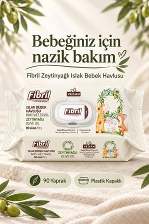 Fibril Islak Havlu Bebek Mendil 90 Yaprak Zeytinyağlı & Bebek (Karma 36 Lı Set) 3240 Yaprak