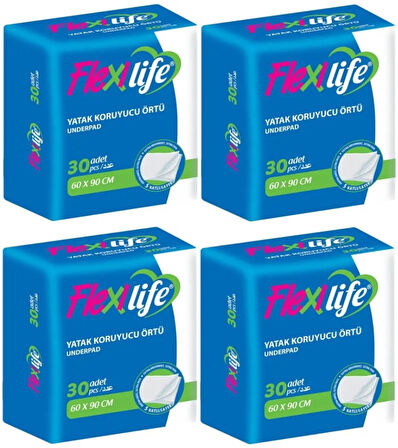 Flexi Life Hasta Alt Açma Yatak Koruyucu Örtü 60*90CM Klasik 120 Adet (4Pk*30)