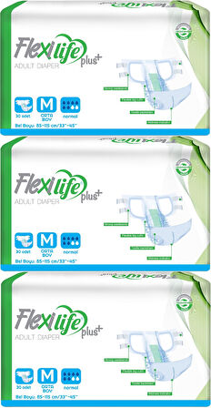 Flexi Life Yetişkin Hasta Bezi Bel Bantlı Tekstil Yüzeyli Medium Orta 90 Adet