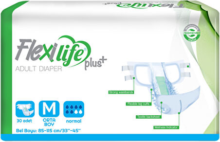 Flexi Life Yetişkin Hasta Bezi Bel Bantlı Tekstil Yüzeyli Medium Orta 90 Adet