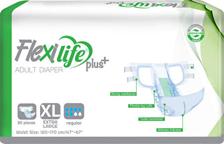 Flexi Life Yetişkin Hasta Bezi Bel Bantlı Tekstil Yüzeyli Ekstra Büyük 30 Adet +Yatak Koruyucu+Havlu