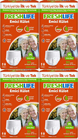 FreshLife Emici Külot Hasta Bezi Medium - Orta - M 120 Adet (4PK*30)