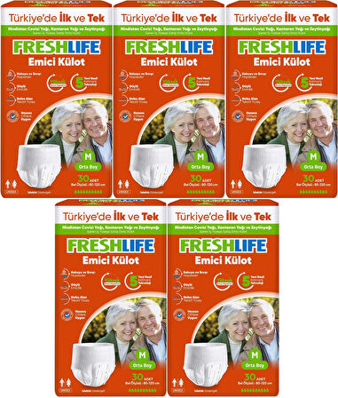 FreshLife Emici Külot Hasta Bezi Medium - Orta - M 150 Adet (5PK*30)