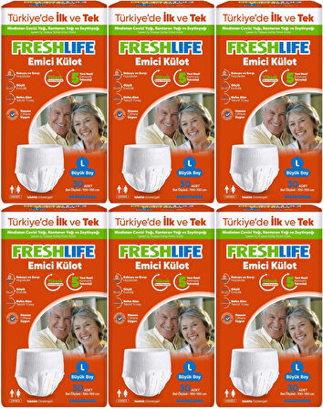 FreshLife Emici Külot Hasta Bezi Large - Büyük - L 180 Adet (6PK*30)