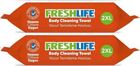 Freshlife Hasta Vücut Temizleme Islak Mendil Havlu 50 Yaprak XL (2 Li Set)