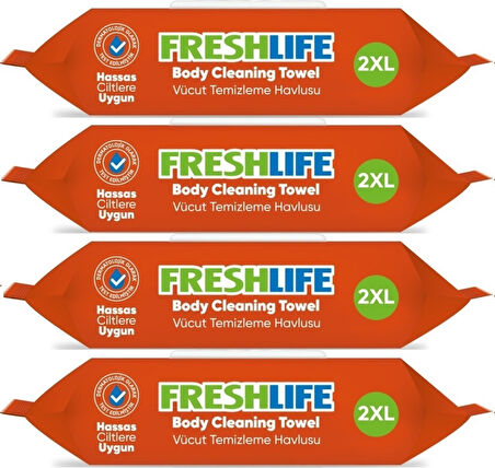 Freshlife Hasta Vücut Temizleme Islak Mendil Havlu 50 Yaprak XL (4 Lü Set)