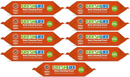 Freshlife Hasta Vücut Temizleme Islak Mendil Havlu 50 Yaprak XL (9 Lu Set)