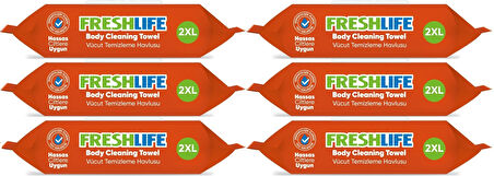 Freshlife Hasta Vücut Temizleme Islak Mendil Havlu 50 Yaprak XL (6 Lı Set)