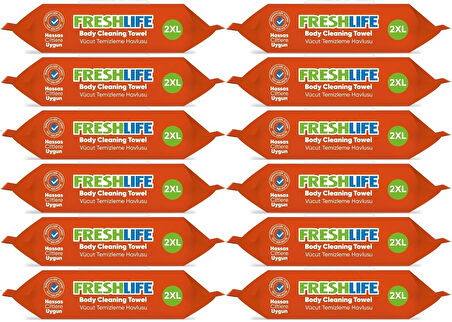Freshlife Hasta Vücut Temizleme Islak Mendil Havlu 50 Yaprak XL (12 Li Set)