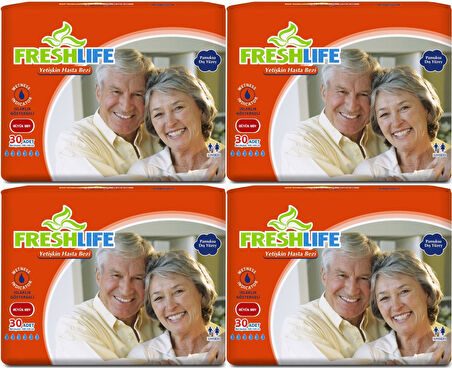FreshLife Yetişkin Hasta Bezi Bel Bantlı L - Large - Büyük 120 Adet (4PK*30)