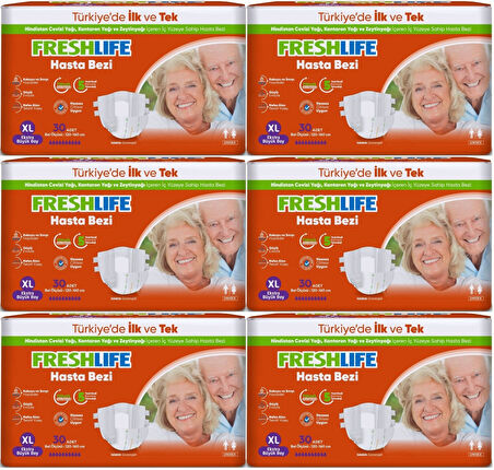 FreshLife Yetişkin Hasta Bezi Bel Bantlı XL - Ekstra Large - Extra Large 180 Adet (6PK*30)