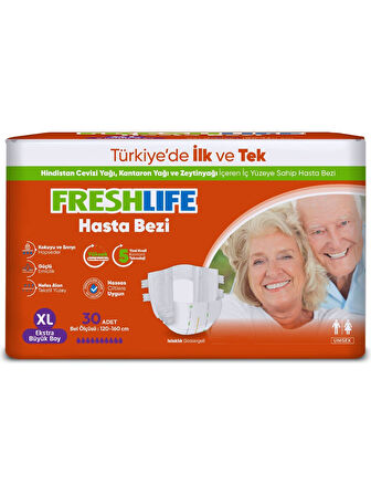 FreshLife Yetişkin Hasta Bezi Bel Bantlı XL - Ekstra Large - Extra Large 240 Adet (8PK*30)