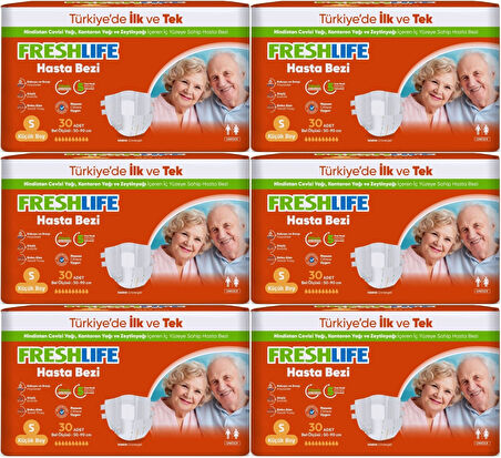 FreshLife Yetişkin Hasta Bezi Bel Bantlı S - Küçük - Small 180 Adet (6PK*30)