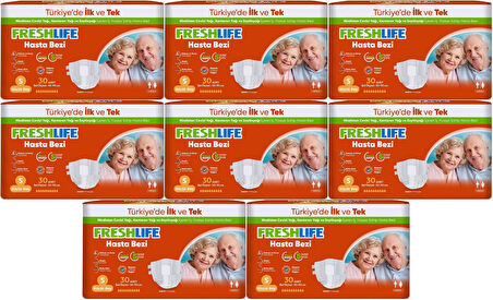 FreshLife Yetişkin Hasta Bezi Bel Bantlı S - Küçük - Small 240 Adet (8PK*30)