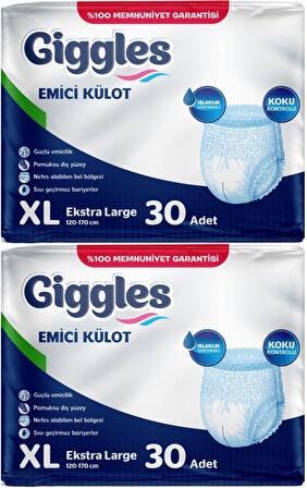 Giggles Hasta Bezi Yetişkin Emici Külot Ekstra Büyük (XL) 60 Adet (2Pk*30)