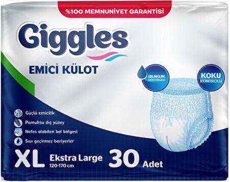 Giggles Hasta Bezi Yetişkin Emici Külot Ekstra Büyük (XL) 60 Adet (2Pk*30)