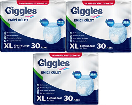 Giggles Hasta Bezi Yetişkin Emici Külot Ekstra Büyük (XL) 90 Adet (3Pk*30)