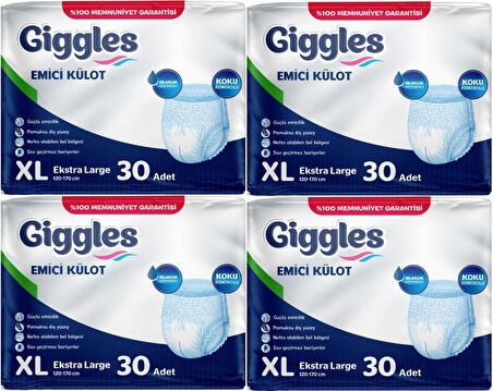 Giggles Hasta Bezi Yetişkin Emici Külot Ekstra Büyük (XL) 120 Adet (4Pk*30)