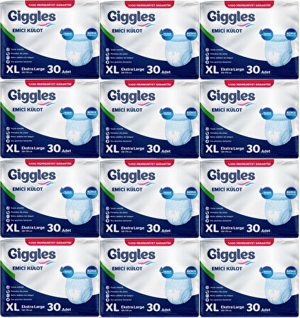 Giggles Hasta Bezi Yetişkin Emici Külot Ekstra Büyük (XL) 360 Adet (12PK*30)