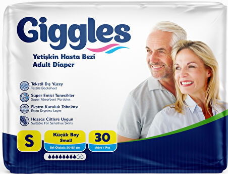 Giggles Hasta Bezi Yetişkin Bel Bantlı Tekstil Yüzey Küçük - Small (S) 60 Adet (2PK*30)