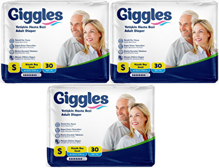 Giggles Hasta Bezi Yetişkin Bel Bantlı Tekstil Yüzey Küçük - Small (S) 90 Adet (3PK*30)