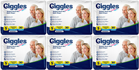 Giggles Hasta Bezi Yetişkin Bel Bantlı Tekstil Yüzey Küçük - Small (S) 180 Adet (6PK*30)