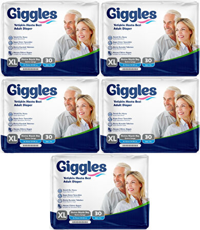 Giggles Hasta Bezi Yetişkin Bel Bantlı Tekstil Yüzey Ekstra Büyük (XL) 150 Adet (5PK*30)