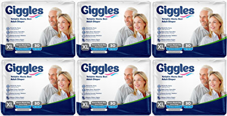 Giggles Hasta Bezi Yetişkin Bel Bantlı Tekstil Yüzey Ekstra Büyük (XL) 180 Adet (6PK*30)